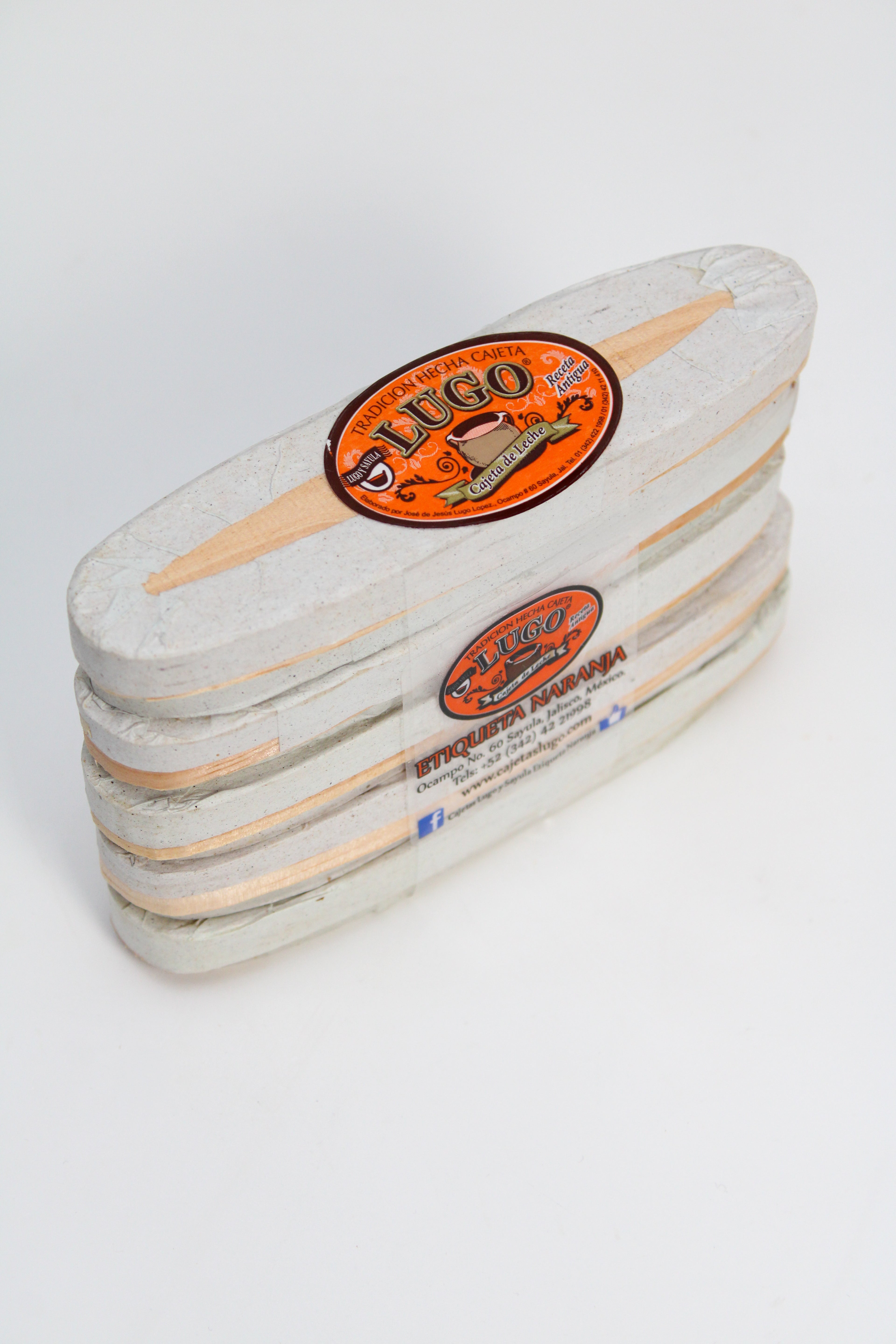 Paquete de cajeta Lugo artesanal tamaño mediano empaque madera