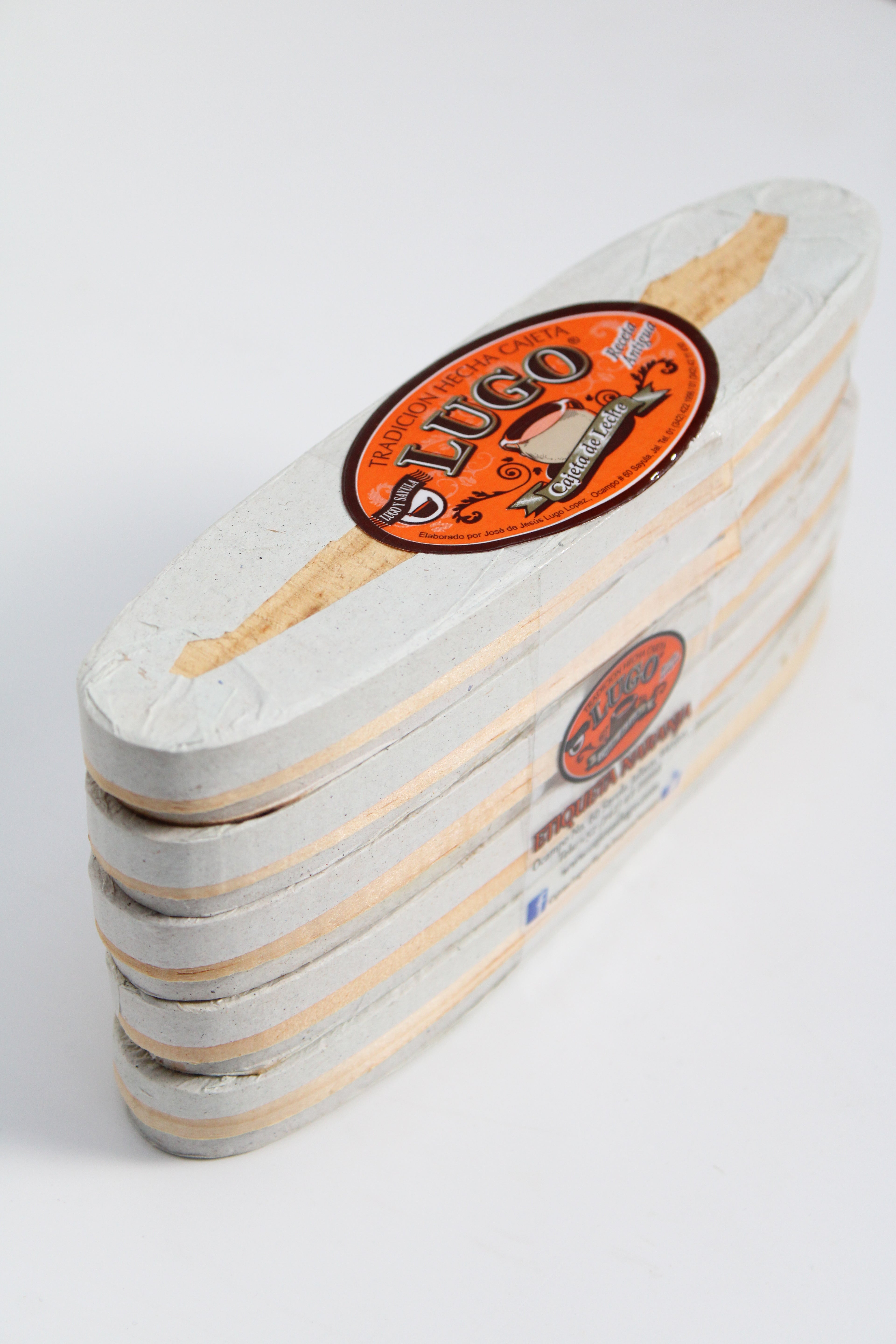 Paquete de cajeta Lugo artesanal tamaño mediano empaque madera