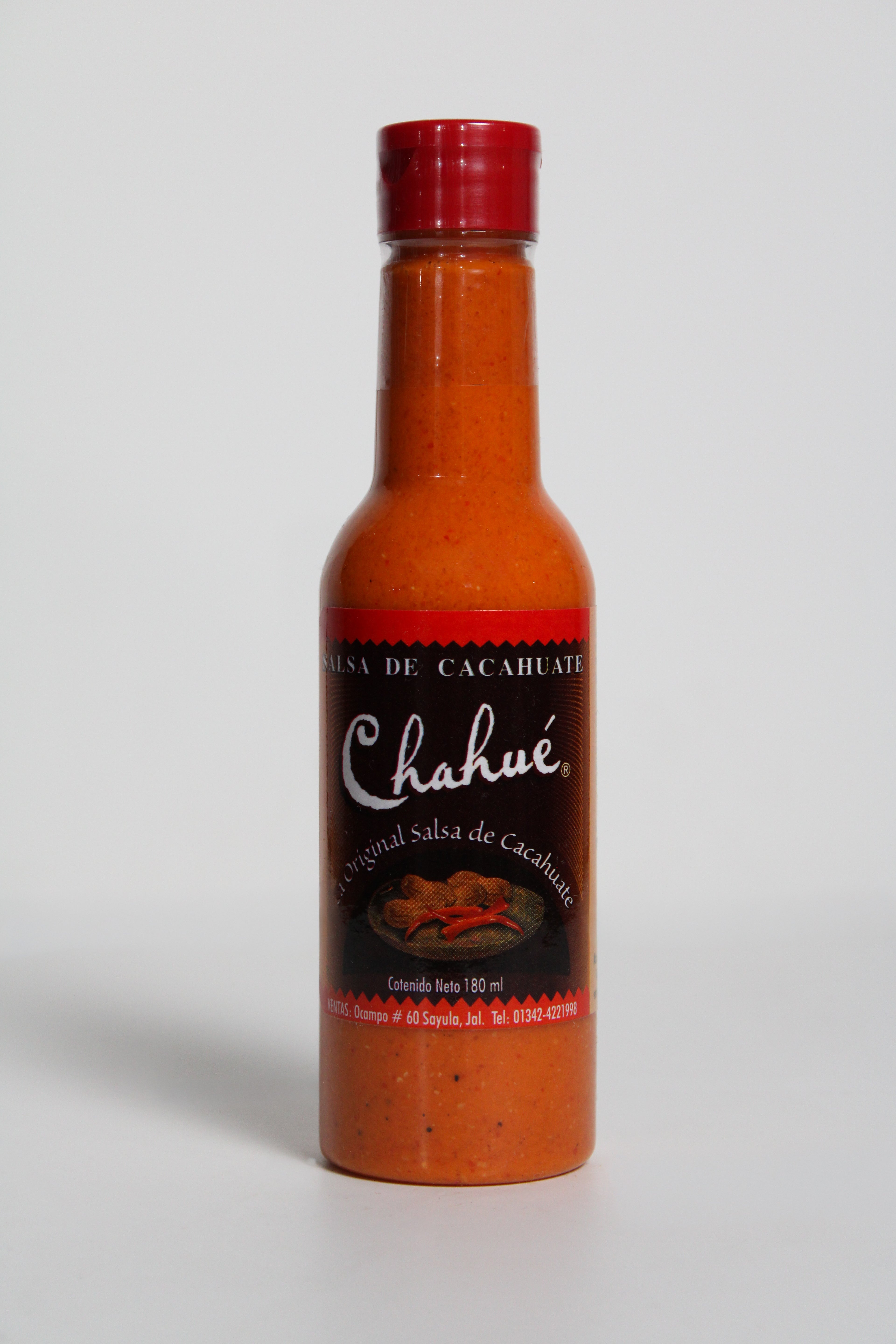 Salsa artesanal Chahué con cacahuate y chile de árbol